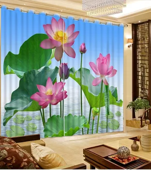 Personalizat de bucatarie perdele fereastră frunze de Lotus de lux perdele pentru camera de zi în stil european 3d stereoscopic moderne perdele fereastră