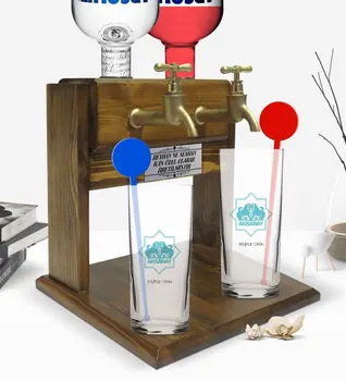 Personalizate Imprimate Colorate Aksaray Design Turistice Dual Vodka Cup și Atingeți de două ori din Lemn Natural Vodca Standı-1