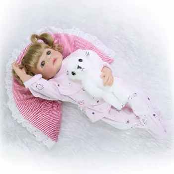 Plin de silicon renăscut baby doll fată nou-născut copii jucarii 55cm bebe renăscut silicona completo bonecas realista