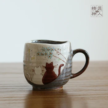 Porțelan japonez Cani Ceramice Drăguț Mic Individualitatea Acasă Copii Dejun Cană de Pisică Amuzant Tazas Bucatarie Bar Consumabile ED50MK