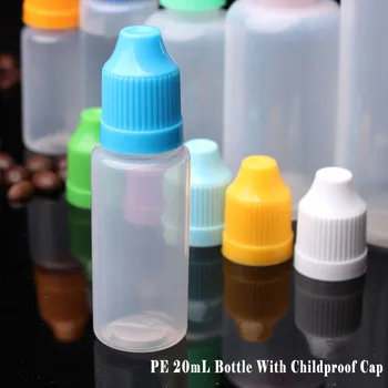 Rapid de Transport maritim PE 20ml E Cig Dropper Sticle de Plastic Colorat Cu Capac de protecție împotriva accesului copiilor Lung și Subțire Sfat Sticlă Goală 20 ml de E-lichid Sticla