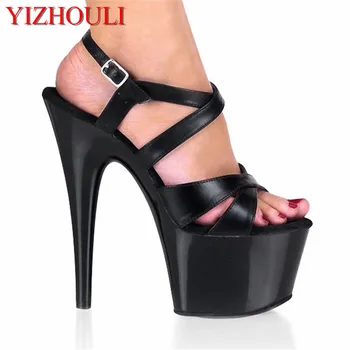 Rochie de mireasa Sexy 17cm Ultra Tocuri Platforma Sexy Pantofi cu Toc Stiletto de 7 Inch Femei Pantofi de Nunta Negru