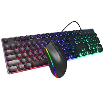 Rus Iluminata Gaming Keyboard Mouse-ul Setat RGB Lumina Optica Laptop Calculator cu Fir Tastatura Soareci Kit