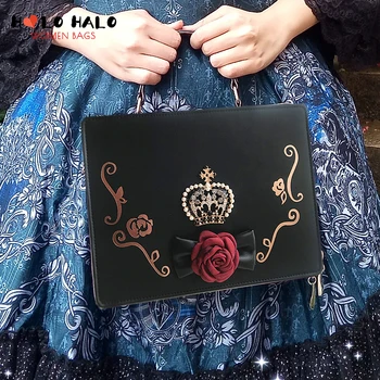 Stil gotic Femei Geantă de mână și Poșeta de Întuneric Fete Lolita a Crescut Decor Valiza Sac de sex Feminin Designer de Genți de Mână Totes 2021