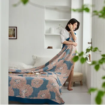Stil japonez cinci strat de prosop de bumbac pătură, patru anotimpuri general pui de somn pătură, pătură