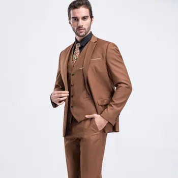 Stil Sacou+Pantaloni+Vesta Europene 2020 Nou Oamenii de Afaceri, Costume Slim Singur Buton Rochie de Mireasa 3piece Sacouri Haina 913