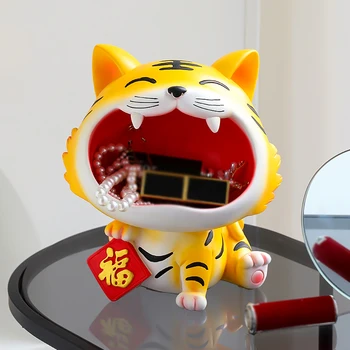 Tiger Cutie De Depozitare Rășină De Desene Animate De Animale Decor Intrare Cheie De Stocare Blat De Bijuterii Cosmetice Display Stand Decor Acasă