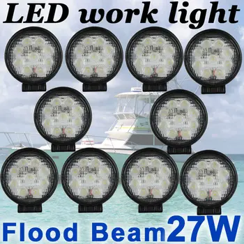 Tkeapl THTMH 10X 27W ROTUND lucru cu LED-uri Lampă de Lumină, Fascicul de Inundații Remorcă Camion Off Road SUV Marin