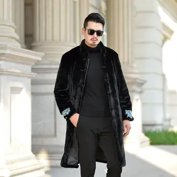 Toamna faux blană de nurcă geaca de piele barbati de iarna de cald îngroșa blană haină de piele jachete barbati jaqueta de couro stand guler negru