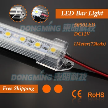 U Profil de Aluminiu smd 5050 LED-uri de lumină bar 1m 72leds 12V cu calea lactee/pc-ul clar covcer benzi cu led-uri bar greu luces de lumină pentru dulap