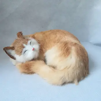 Viața reală jucarie pisica galben model despre 25x15cm polietilenă&blănuri de pisică dormit model home decor elemente de recuzită ,modelul cadou h0155