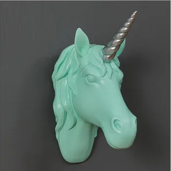 WU CHEN pe termen LUNG Unicorn Sculptura Statuie 3D Decorative de Perete de Rășină Art&Craft Acasă Decorare Accesorii Animale Agățat de Perete R2548