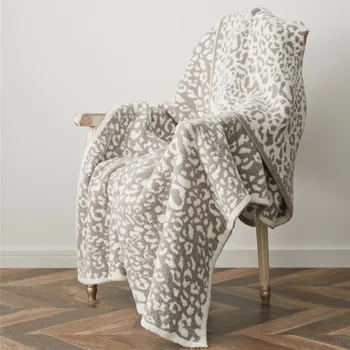 YIRUIO Delicate Tricotate Leopard de Imprimare Pături groase de Iarna Faux Blana Microfibra Stich Carouri Cuvertură de pat Pufos Adult Pătură Arunca