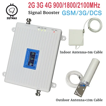 ZQTMAX 2G 3G 4G repetor gsm dcs wcdma amplificator de semnal lte, umts Celulare Amplificator de Semnal tri band cu antena omni set cablu