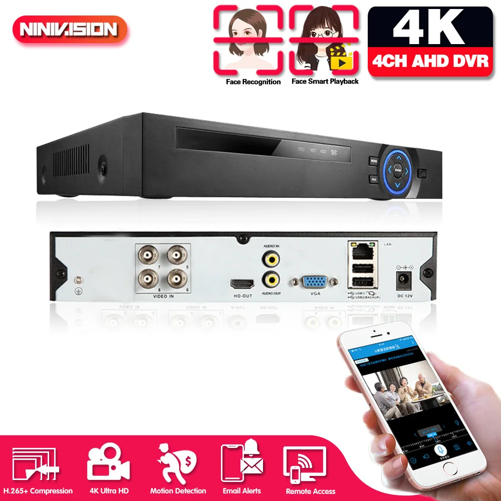 4K 8MP 8CH H. 265 de Detectare a Feței 6 la 1 AHD DVR, Digital Video Recorder XMeye Sistem CCTV Analogice camere IP 0