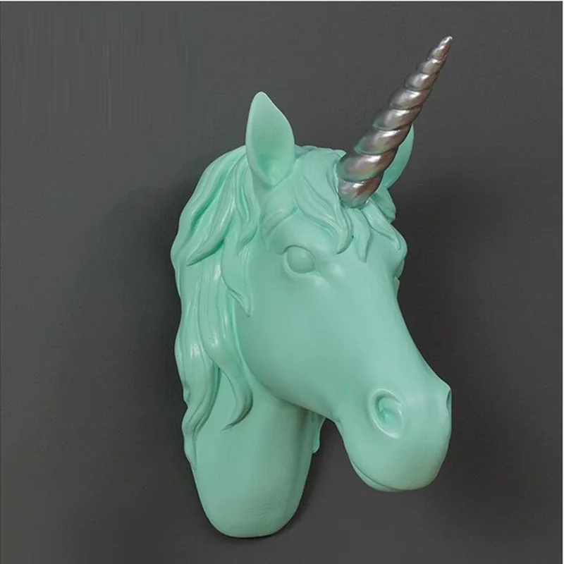 WU CHEN pe termen LUNG Unicorn Sculptura Statuie 3D Decorative de Perete de Rășină Art&Craft Acasă Decorare Accesorii Animale Agățat de Perete R2548 0