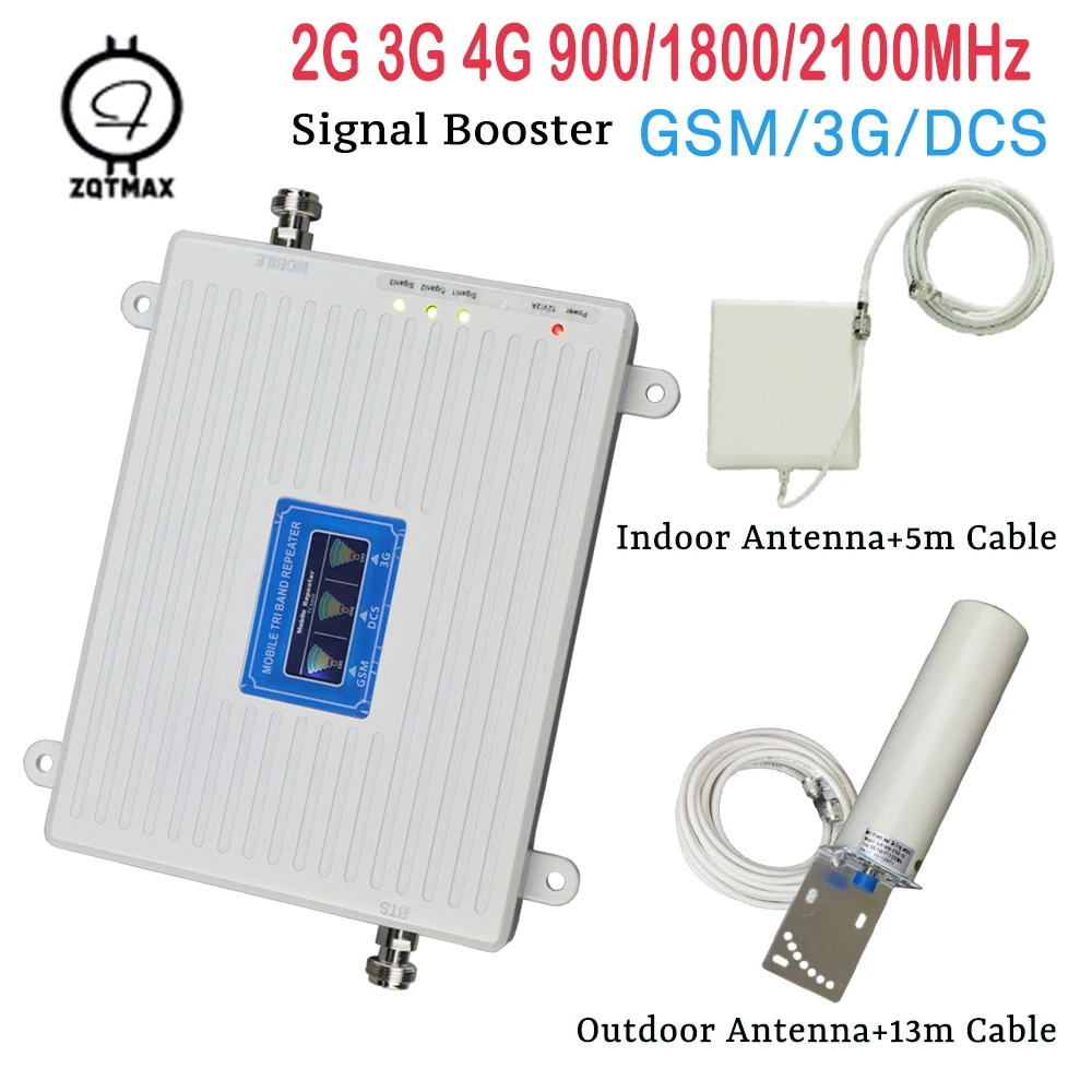 ZQTMAX 2G 3G 4G repetor gsm dcs wcdma amplificator de semnal lte, umts Celulare Amplificator de Semnal tri band cu antena omni set cablu 0