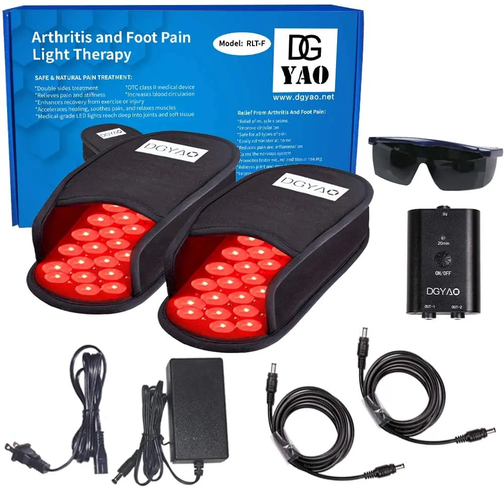 DGYAO 660nm LED Lumină Roșie & 880nm Aproape de Lumină în Infraroșu Dispozitiv de Terapie Masaj la Picioare Papuci Ameliorarea Durerii Artrita Tratament la Domiciliu 1