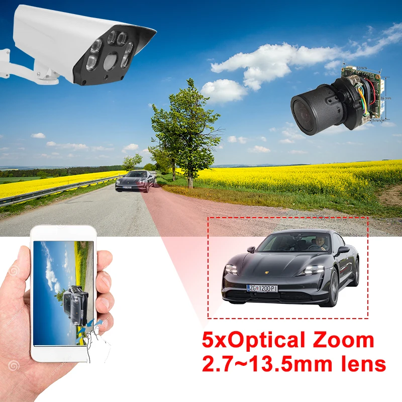 5MP 2.7~13.mm 5xZOOM Auto Focus rezistent la apa Timp de Noapte Viziune Danale APP Compatibil Cu Hikvision în aer liber POE Camera IP de Rețea 1