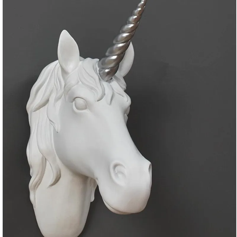 WU CHEN pe termen LUNG Unicorn Sculptura Statuie 3D Decorative de Perete de Rășină Art&Craft Acasă Decorare Accesorii Animale Agățat de Perete R2548 1