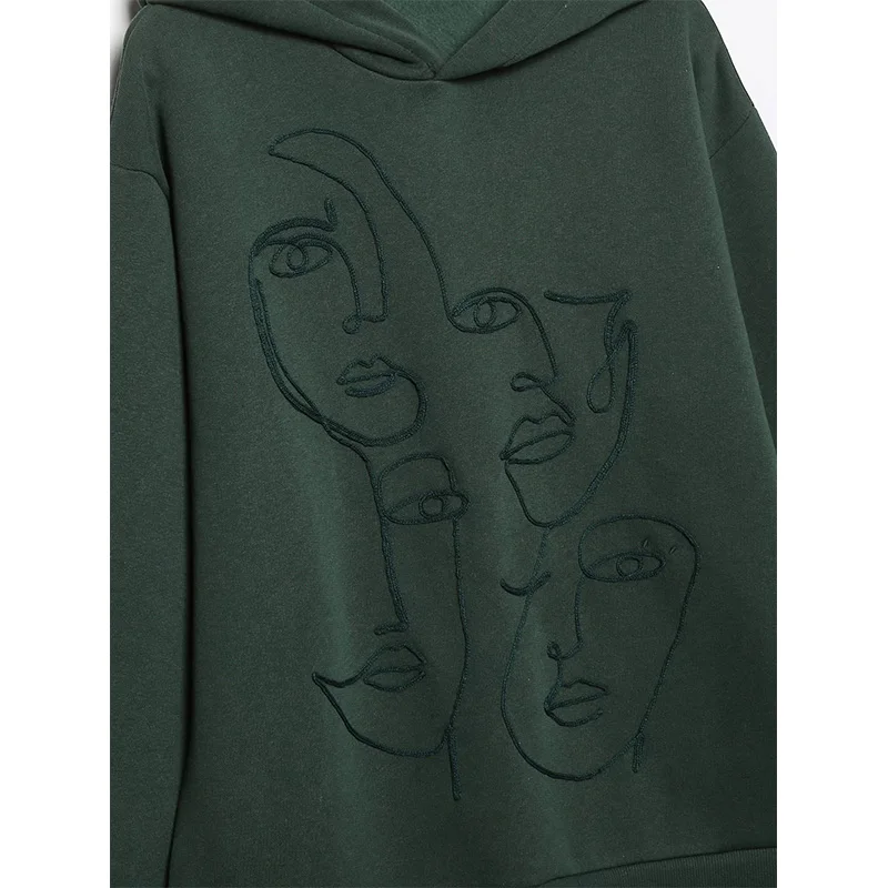 DUOPERI de Moda pentru Femei Imprimate Supradimensionate Jachete de Epocă Mâneci Lungi cu Glugă Gât de sex Feminin Streetwear Topuri Chic 2