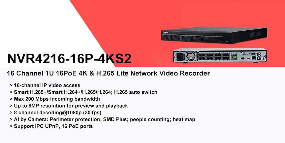 Dahua 16CH CCTV Kit de 8MP 4K NVR NVR4216-16P-4KS2 16POE Port Două Mod de a Vorbi IPC-HDW2831T-CA-S2 Microfon Built-in APP de vedere la Distanță 2