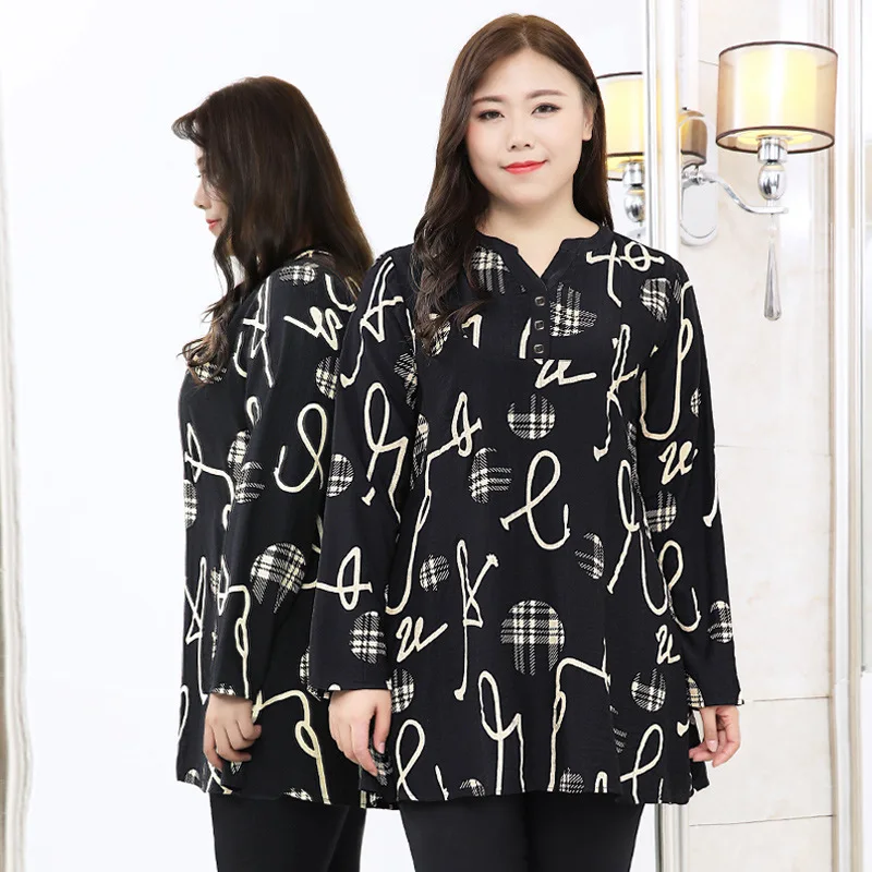 Plus Dimensiune 10XL 8XL 6XL Femei Maneca Lunga Primavara Toamna Tricou Femme Scrisoare de Imprimare de Îmbrăcăminte Casual, Stil coreean Vrac Tee Shirt 2