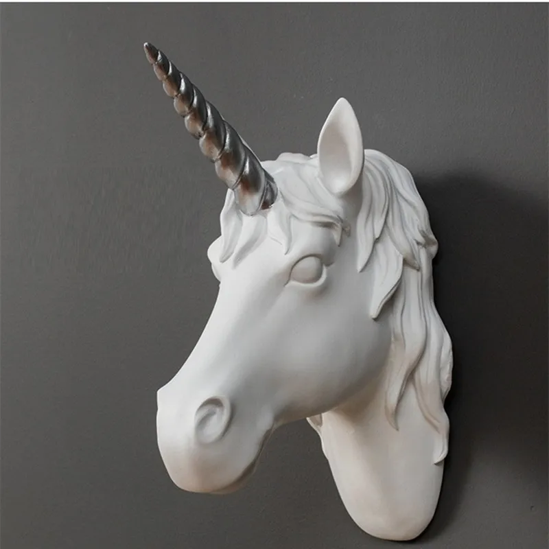 WU CHEN pe termen LUNG Unicorn Sculptura Statuie 3D Decorative de Perete de Rășină Art&Craft Acasă Decorare Accesorii Animale Agățat de Perete R2548 2