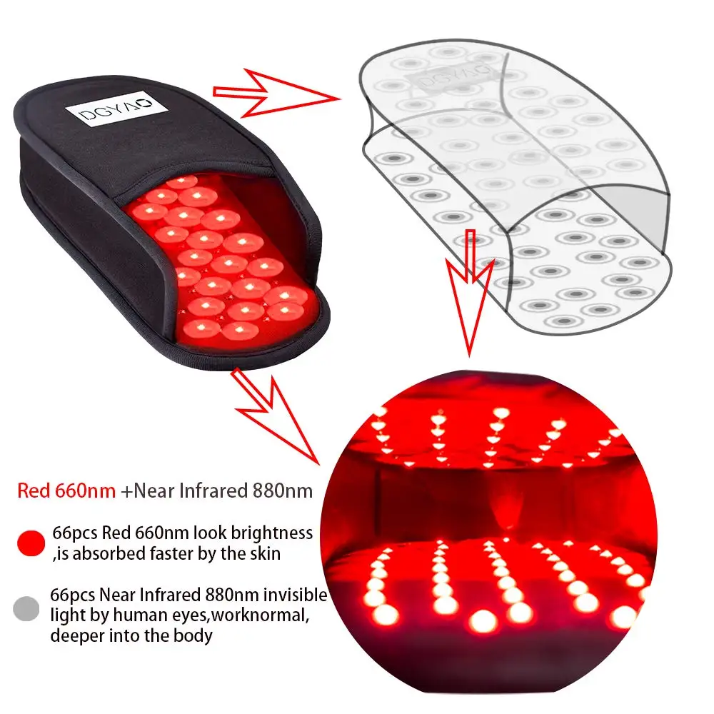 DGYAO 660nm LED Lumină Roșie & 880nm Aproape de Lumină în Infraroșu Dispozitiv de Terapie Masaj la Picioare Papuci Ameliorarea Durerii Artrita Tratament la Domiciliu 3