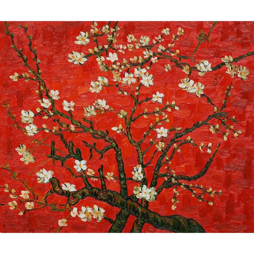 Manual pictura in ulei reproducere Vincent Van Gogh Ramuri De migdal În Floare în Roșu Living decorul camerei 3
