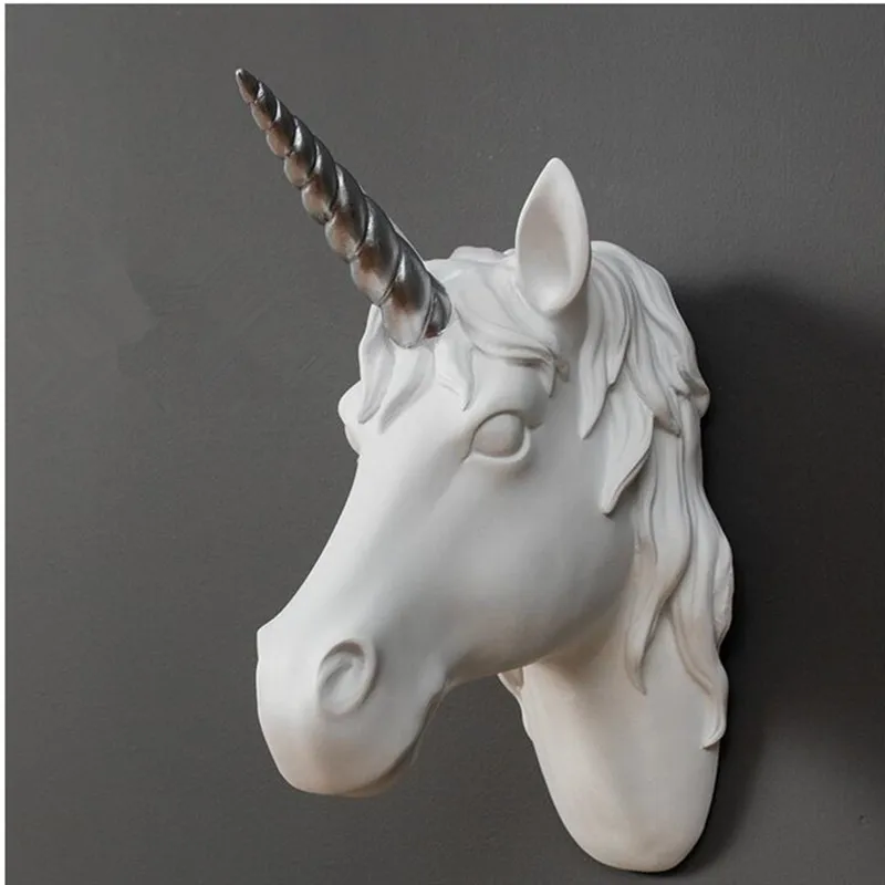 WU CHEN pe termen LUNG Unicorn Sculptura Statuie 3D Decorative de Perete de Rășină Art&Craft Acasă Decorare Accesorii Animale Agățat de Perete R2548 3