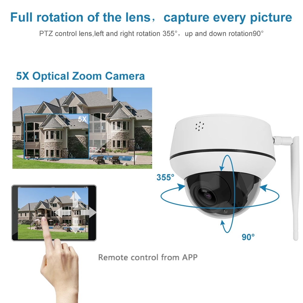 Anpviz de 5MP, Zoom 5X Secutiry IP POE Camera PTZ de Exterior cu Două sensuri Audio, Slot pentru Card SD de Supraveghere Video CCTV Cam IP66 H. 265 3