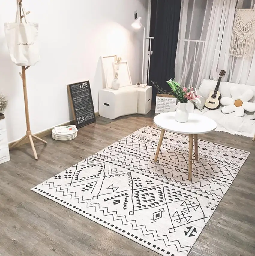 Maroc Nordic Minimalist Covor Living Modern Canapea, Masă De Cafea Mat Cameră Dormitor Patul Covor Pătură Plină Cu Piese De Decor Acasă 3