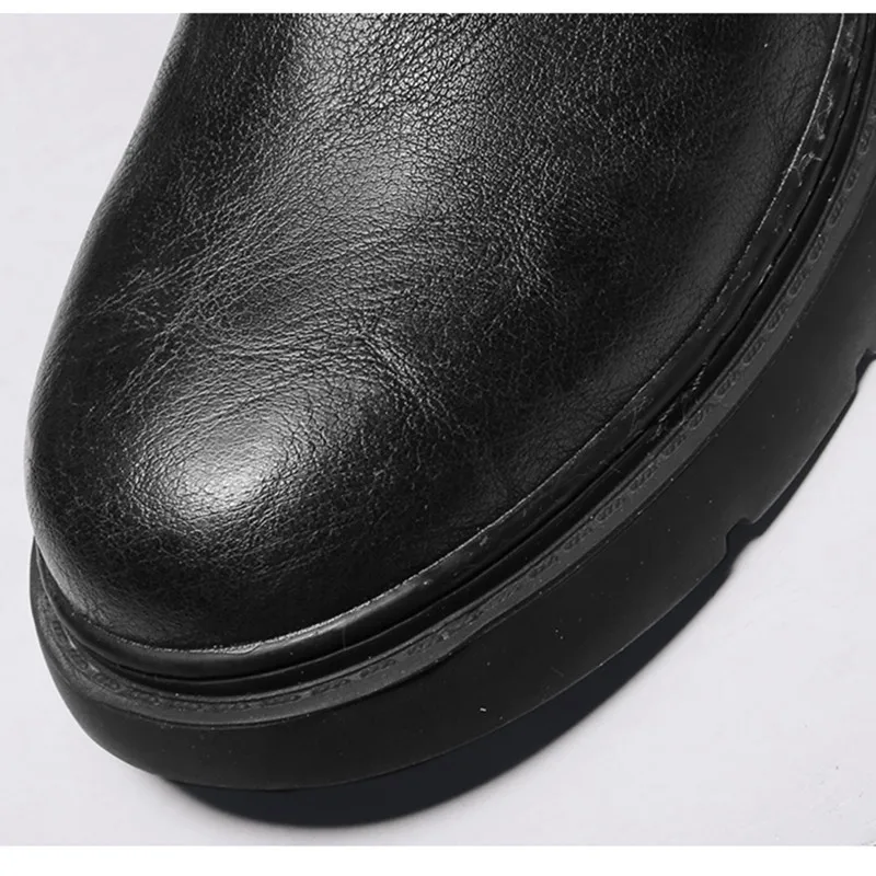 Mens Negru Casual, Cizme din Piele cu Fermoar Lateral Stil Britanic de Moda de Cauciuc Non-alunecare de Stradă la Modă Martens Pantofi de sex Masculin Glezna Cizme 3