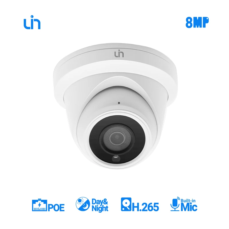 UIN 8MP IP PoE Mini Dome Camera de supraveghere cu Microfon Camera de Exterior IP66 Viziune de Noapte 98ft de Detectare a Mișcării cu Unghi Larg de 2.8 mm 4