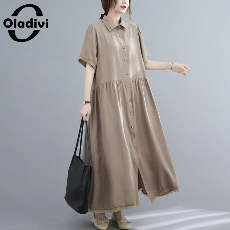 Oladivi Supradimensionate Pentru Femei Îmbrăcăminte Casual Vrac Solid Cămașă Rochie De Vară 2021 Noi Rochii Lungi De Epocă Doamnelor Halat Vestidios 9768 4