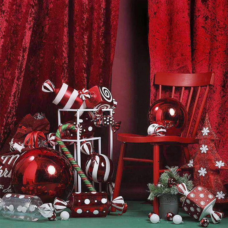 Decoratiuni de craciun scena layout cadou ornamente pandantiv pandantiv 40CM roșu și alb transparent pictat bomboane elemente de recuzită 4