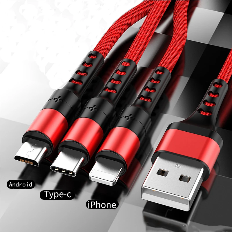 3in1 Cablu USB pentru IPhone Încărcător Rapid de Încărcare Cablu Micro USB pentru Telefon de Tip C, Xiaomi, Huawei Samsung Sârmă Încărcător pentru IPad 4