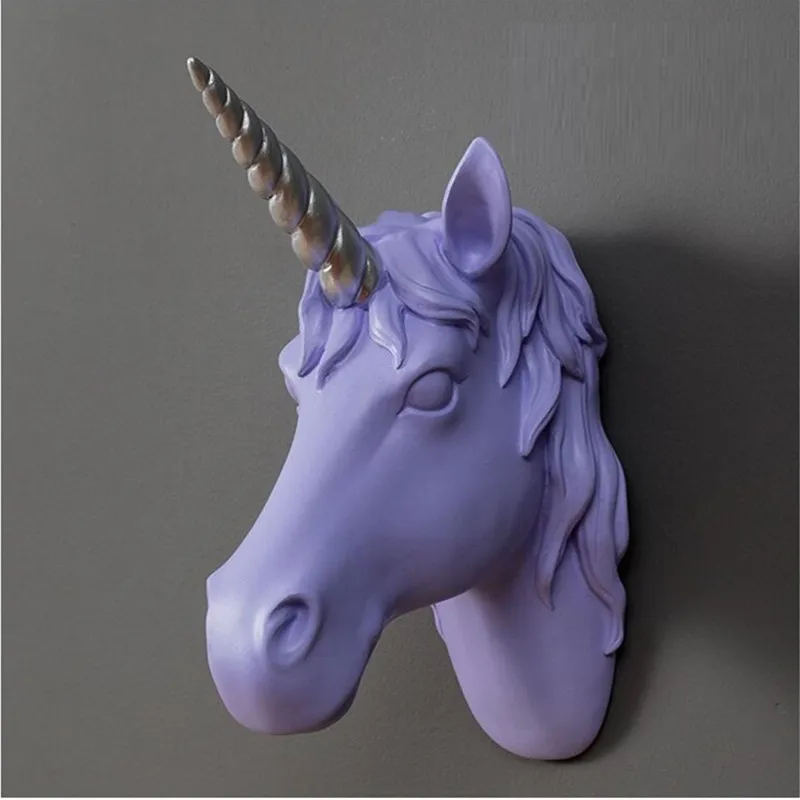 WU CHEN pe termen LUNG Unicorn Sculptura Statuie 3D Decorative de Perete de Rășină Art&Craft Acasă Decorare Accesorii Animale Agățat de Perete R2548 4