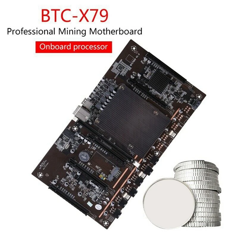 X79 H61 BTC Miner Placa de baza LGA 2011 DDR3 Suport 3060 3070 3080 placa Grafica cu E5 2620 V2, CPU și Ventilator de Răcire 4