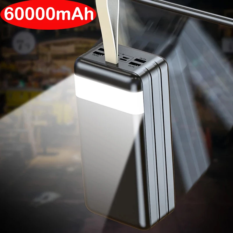 60000mAh Banca de Alimentare Portabil de Încărcare Rapidă Poverbank Acumulator Extern Incarcator Powerbank cu Lanterna LED-uri pentru Telefoane, Tablete 5