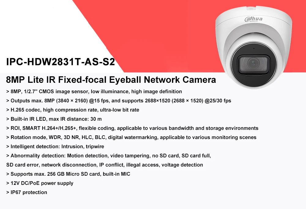Dahua 16CH CCTV Kit de 8MP 4K NVR NVR4216-16P-4KS2 16POE Port Două Mod de a Vorbi IPC-HDW2831T-CA-S2 Microfon Built-in APP de vedere la Distanță 5