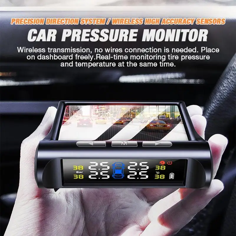 Seabuy Mașină de monitorizare a Presiunii în Anvelope Auto Inteligent Monitorizare a Presiunii în Anvelope Sistemul de Energie Solară Digital LCD Display USB de Securitate Auto 5