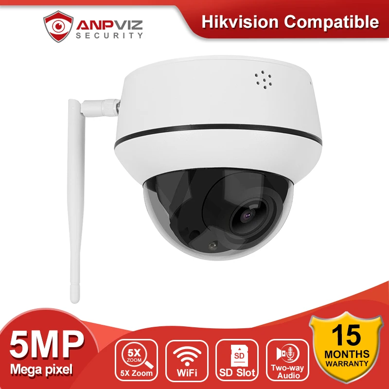 Anpviz de 5MP, Zoom 5X Secutiry IP POE Camera PTZ de Exterior cu Două sensuri Audio, Slot pentru Card SD de Supraveghere Video CCTV Cam IP66 H. 265 5